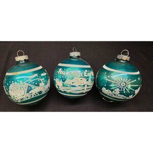 Vintage Mercury Glass Shiny Brite Christmas Ornaments with Stenciled Mica Design